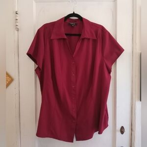 Burgundy Short Sleeve Button Down